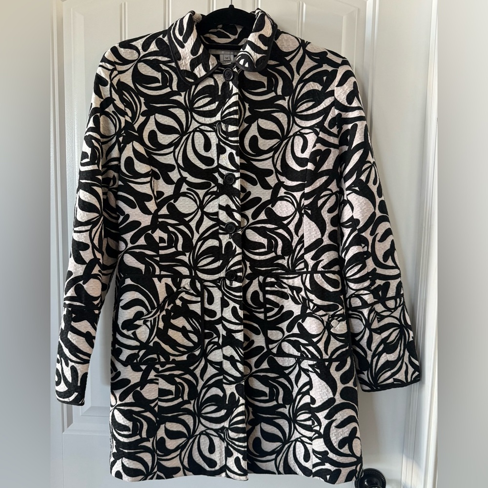 Nine West Black and White Patterned Spring Coat